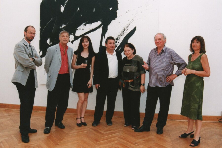 zleva Radek Horáček, Jan Kodeš, Lucie Čermáková, Jiří Kostelecký, manželka Jeana Miotta, Jean Miotte, Jana Vránová